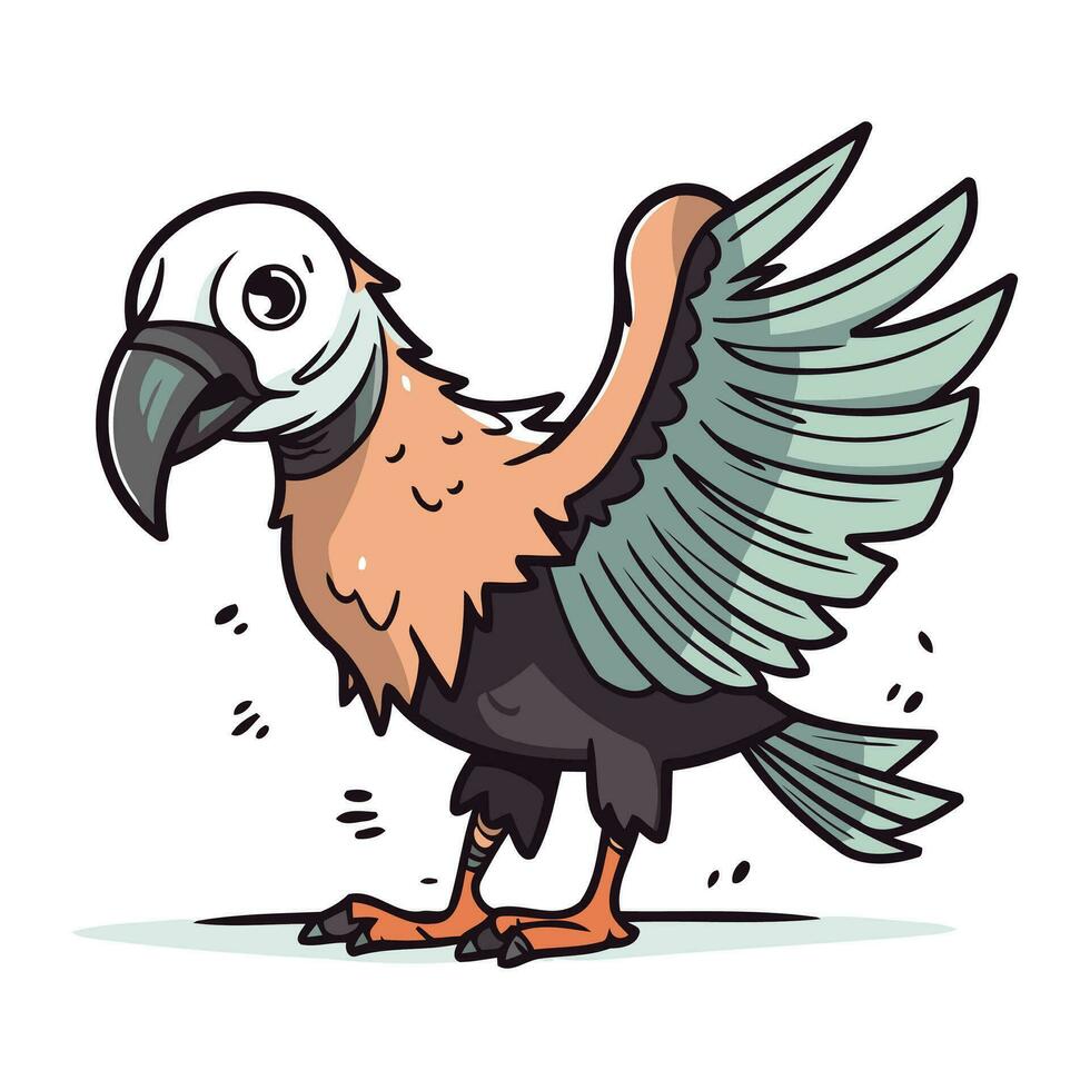 Cartoon vulture. Vector illustration isolated on a white background.