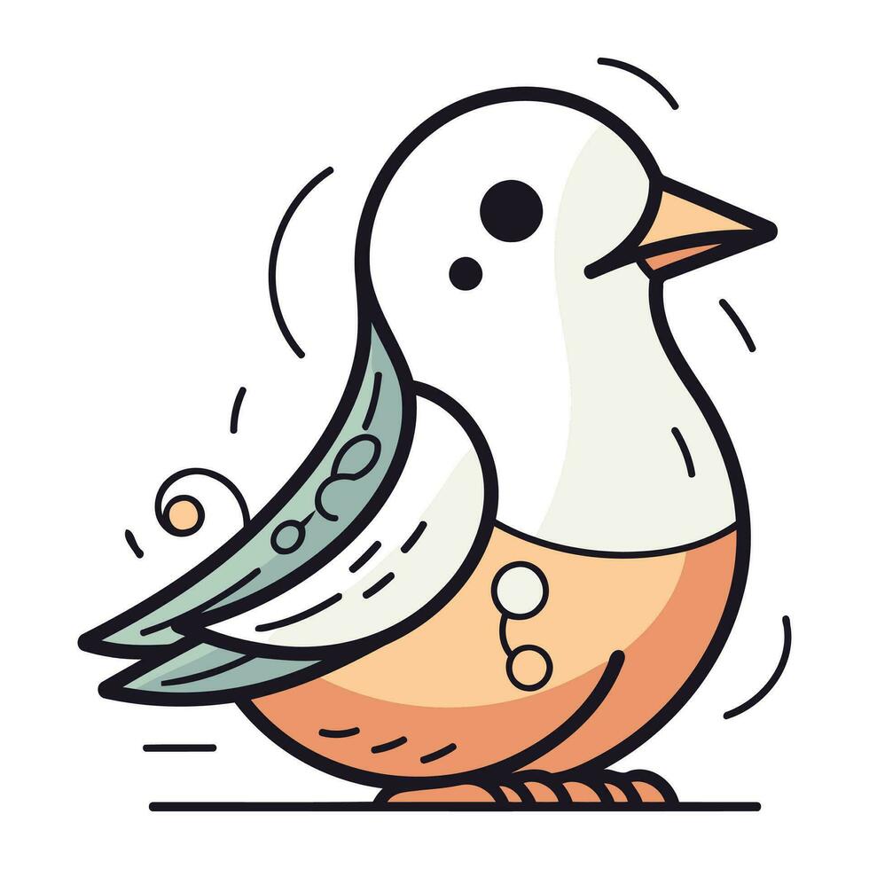 Vector illustration of a cute cartoon bird isolated on a white background.