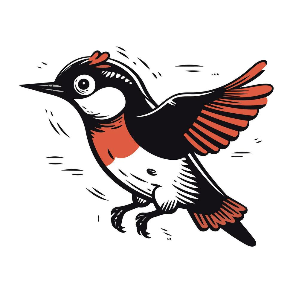 mano dibujado vector ilustración de un rojo Respaldados pájaro carpintero.