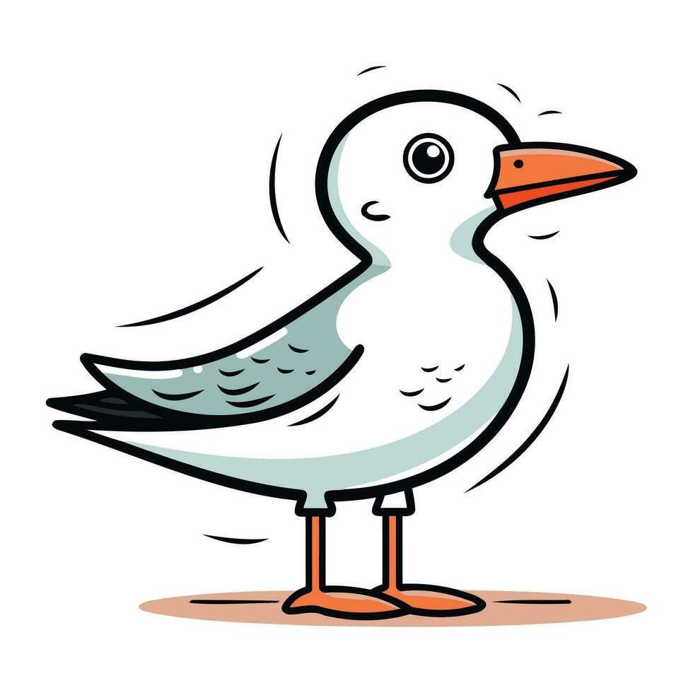 Gaviota aislado en blanco antecedentes. vector ilustración en dibujos animados estilo.