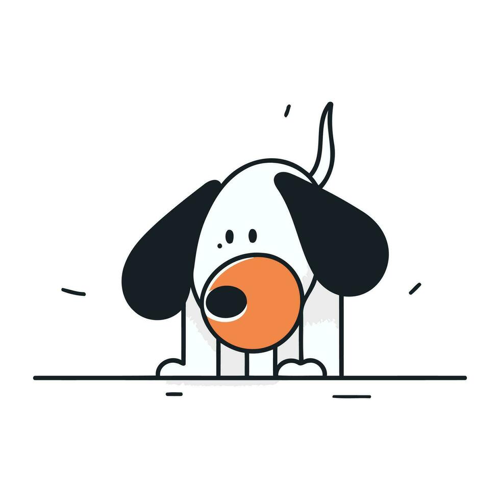 linda perro con un pelota en su boca. vector ilustración.