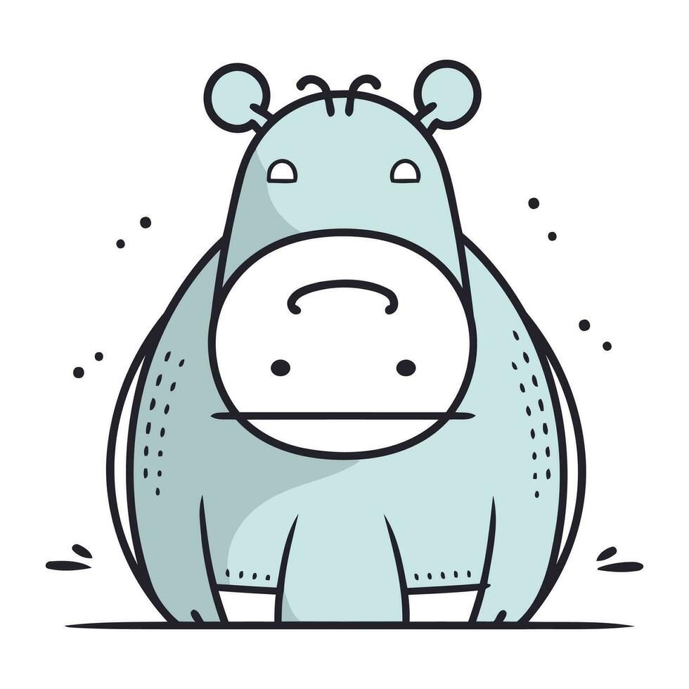 Cute cartoon hippopotamus. Vector illustration for your design.