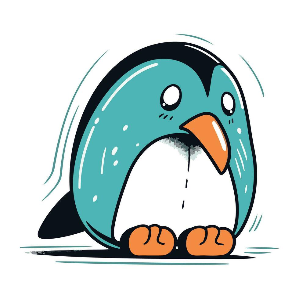 linda pingüino vector ilustración. mano dibujado dibujos animados pingüino.