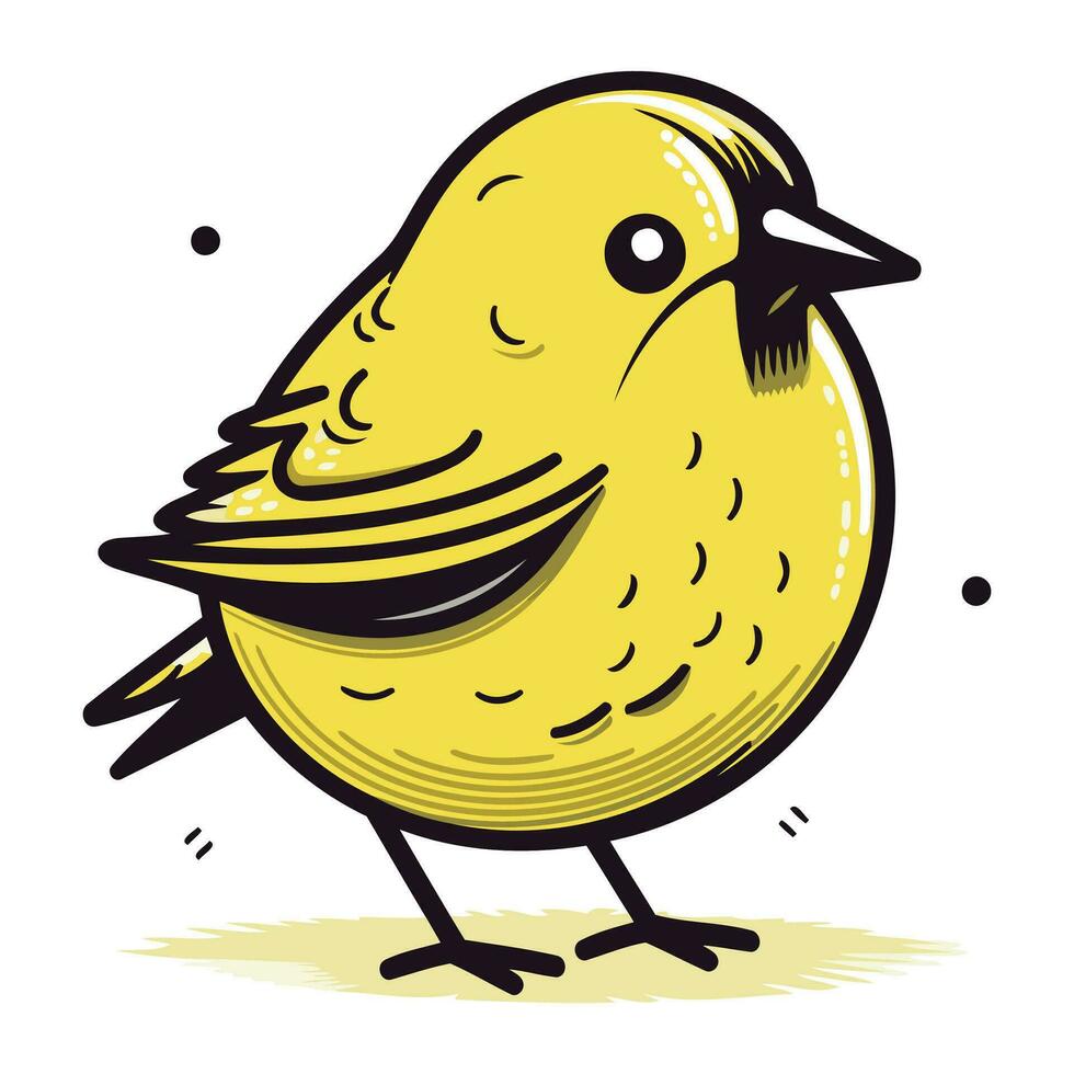 ilustración de un amarillo pájaro en un blanco antecedentes. vector ilustración