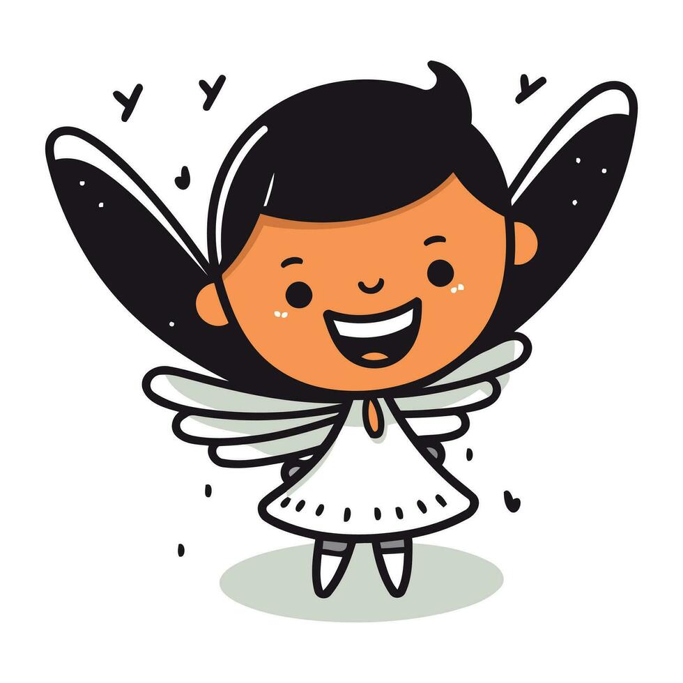 Cute Angel Flying Vector Illustration. Cartoon Style Character Design.