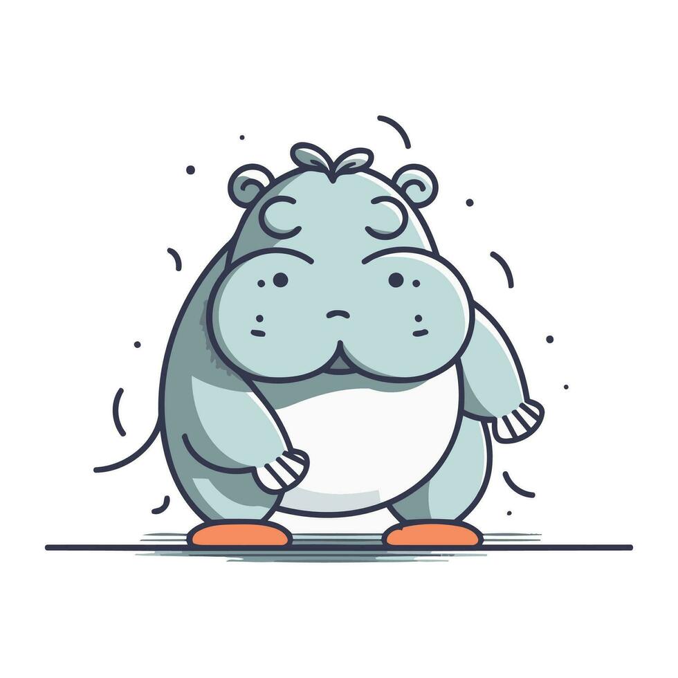 Cute hippopotamus. Cartoon character. Flat design. Vector illustration