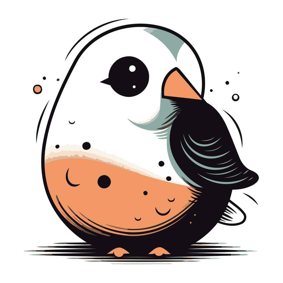 Vector illustration of cute little bird in cartoon style on white background.