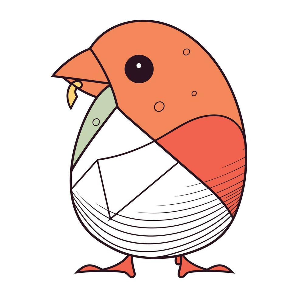 Vector illustration of a cute cartoon red bird on a white background.