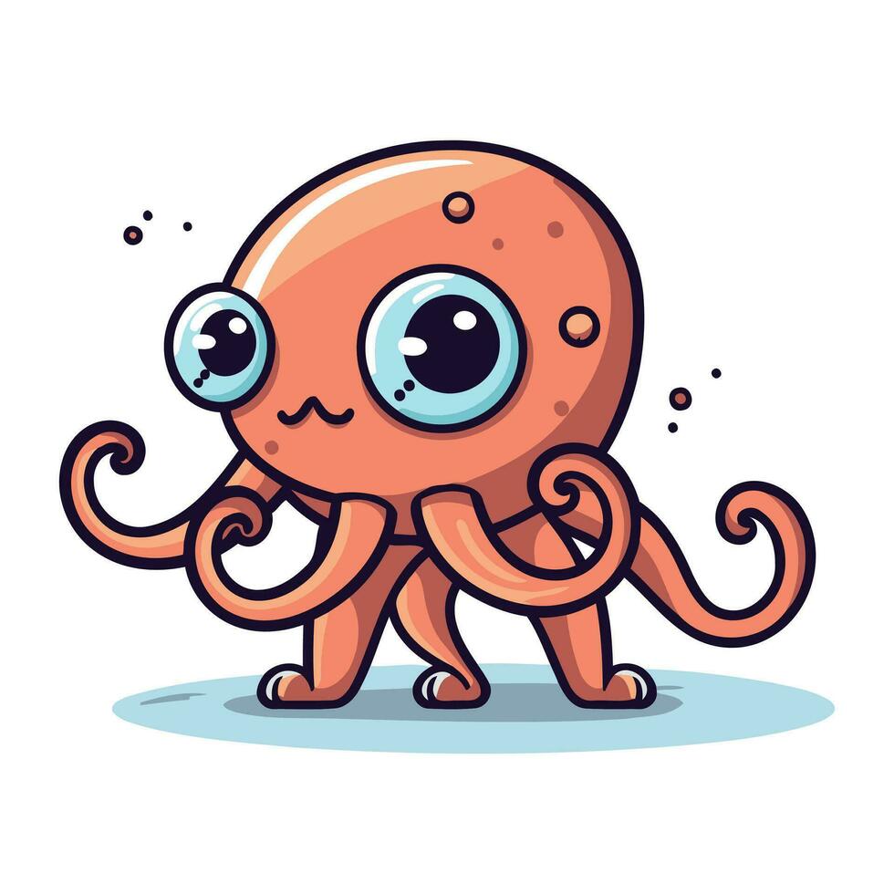 linda dibujos animados pulpo. vector ilustración. aislado en blanco antecedentes.