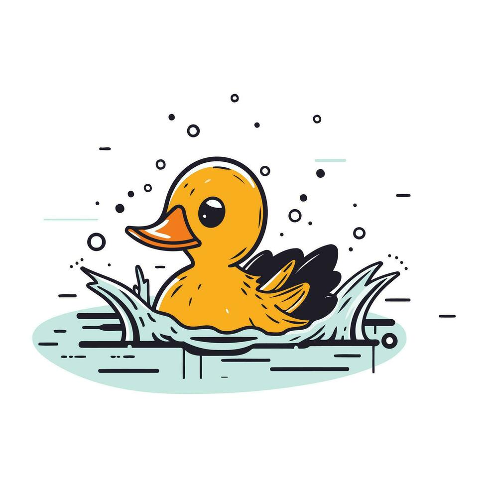 Duckling in the nest. Vector illustration in cartoon style.