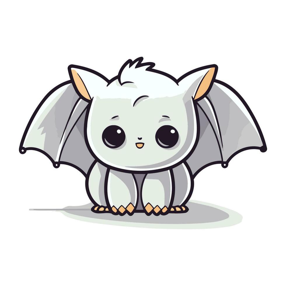 Cute cartoon bat isolated on a white background. Vector illustration.