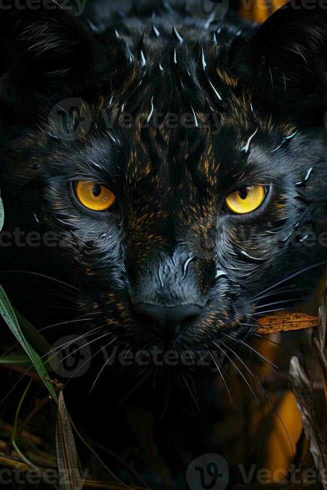 Panther on dark background. Generative AI photo