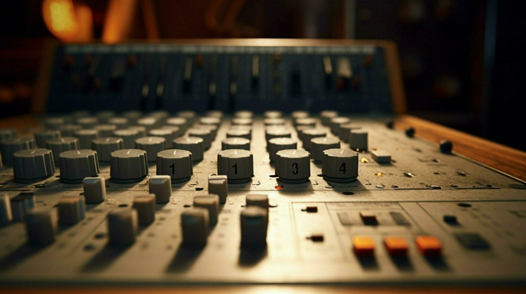 a close up of a mixing board with the number 1 on it photo