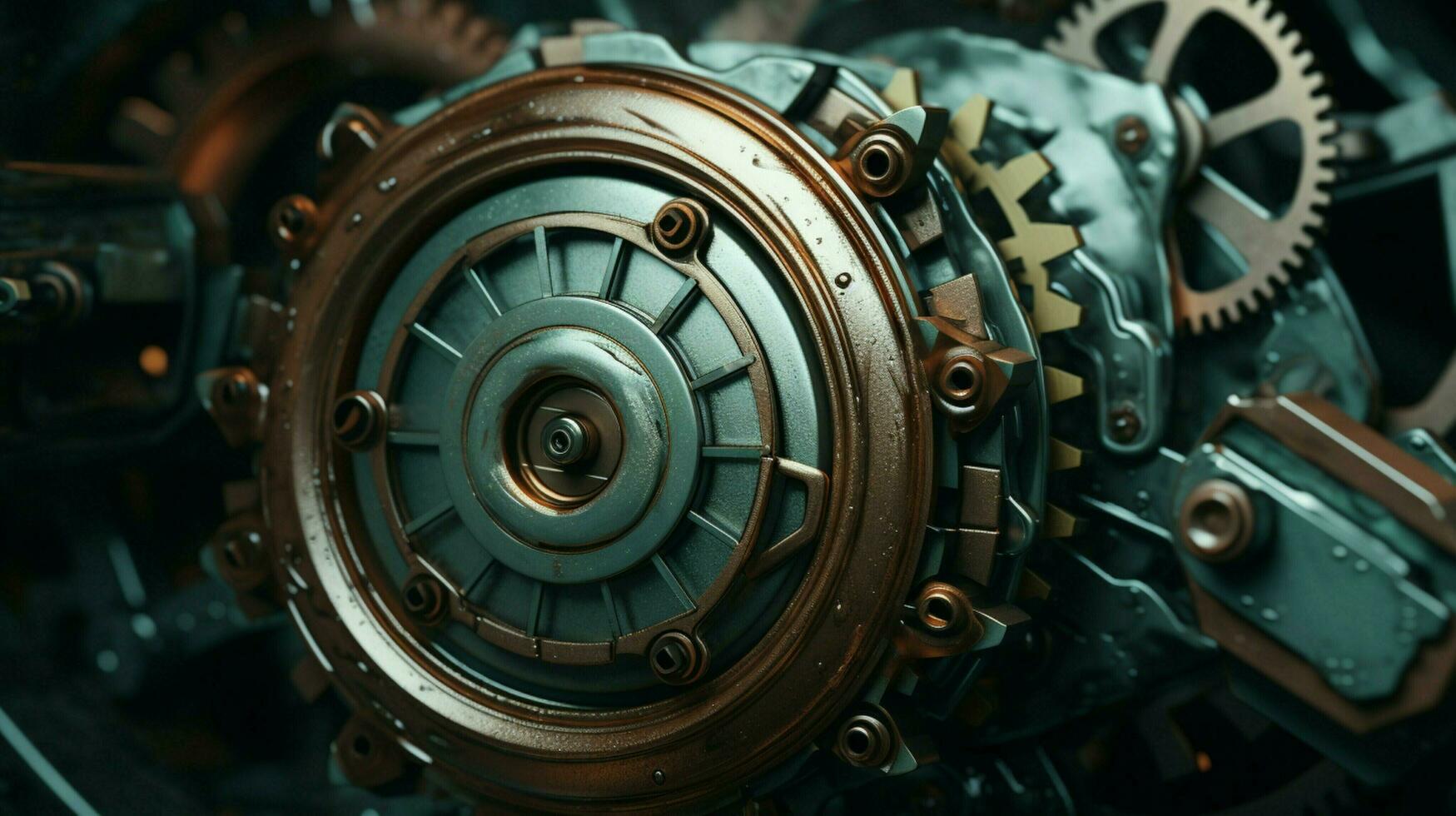 a close up of a robots gear photo