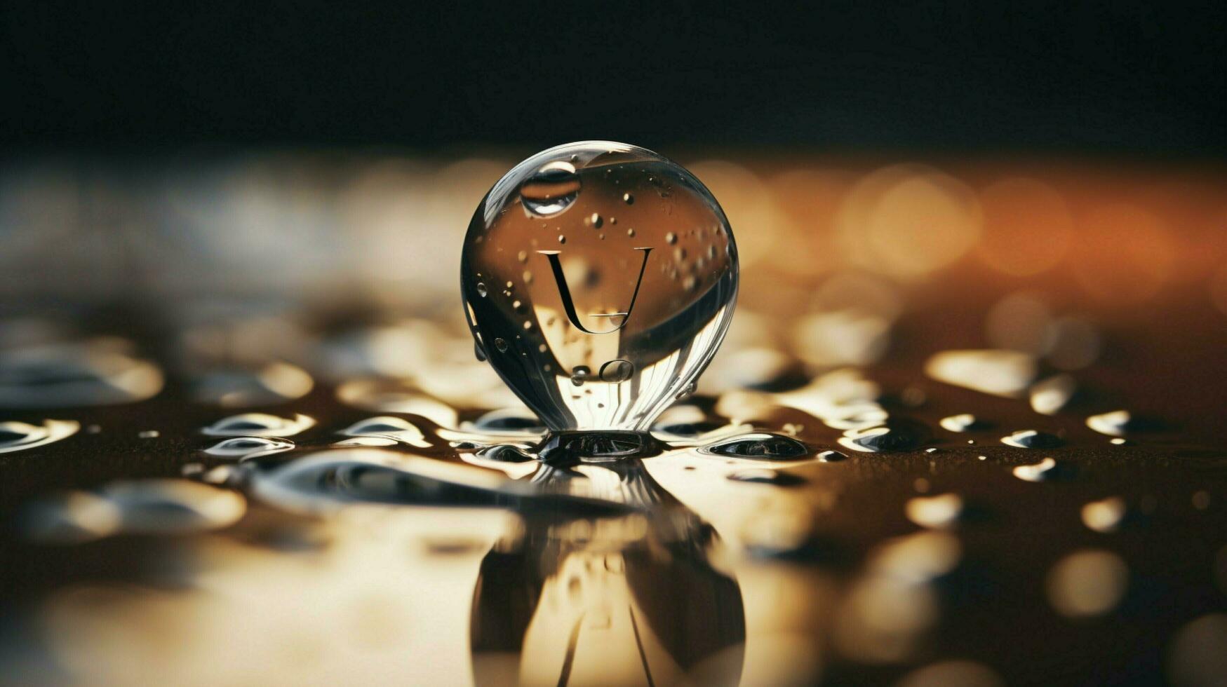 a close up of a water drop with the word love on it photo