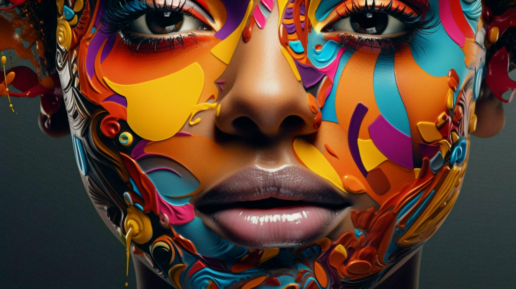 a colorful image of a womans face with the words photo