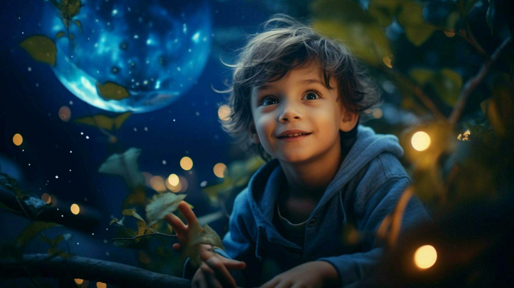 a cute child playing outdoors looking at camera smiling photo