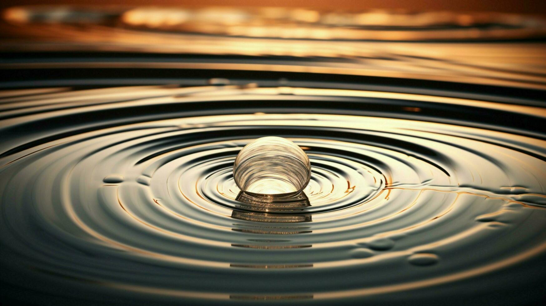 un gotita caídas reflejando ola patrones en agua foto