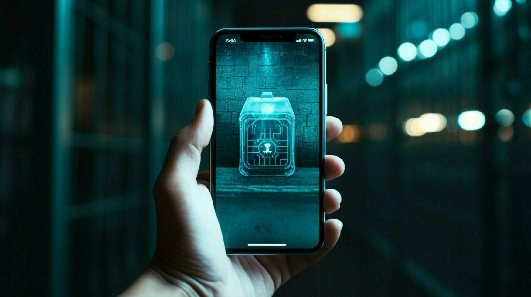 a hand holding a phone with a lock screen on it photo