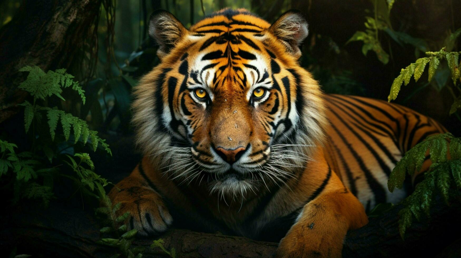 un majestuoso Bengala Tigre curioso dentro el primer plano foto