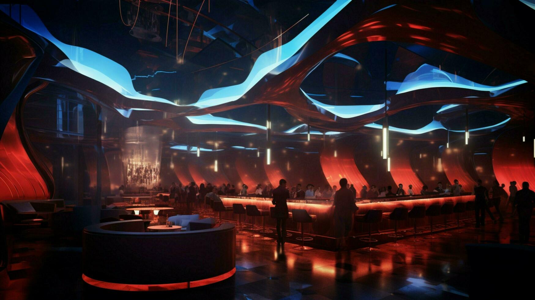 a modern nightclub with futuristic technology lighting up photo