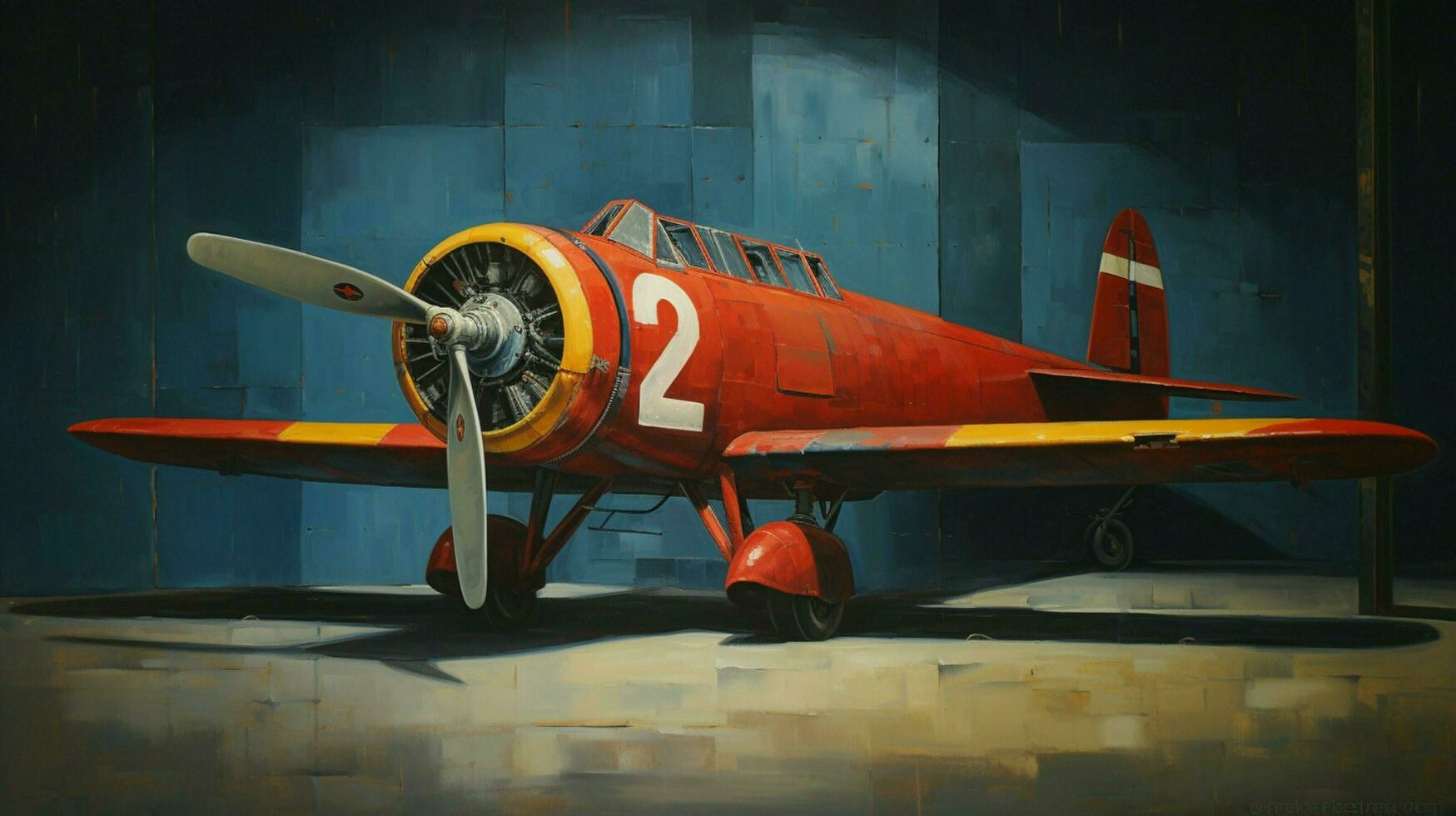 a painting of a plane with the number 2 on it photo