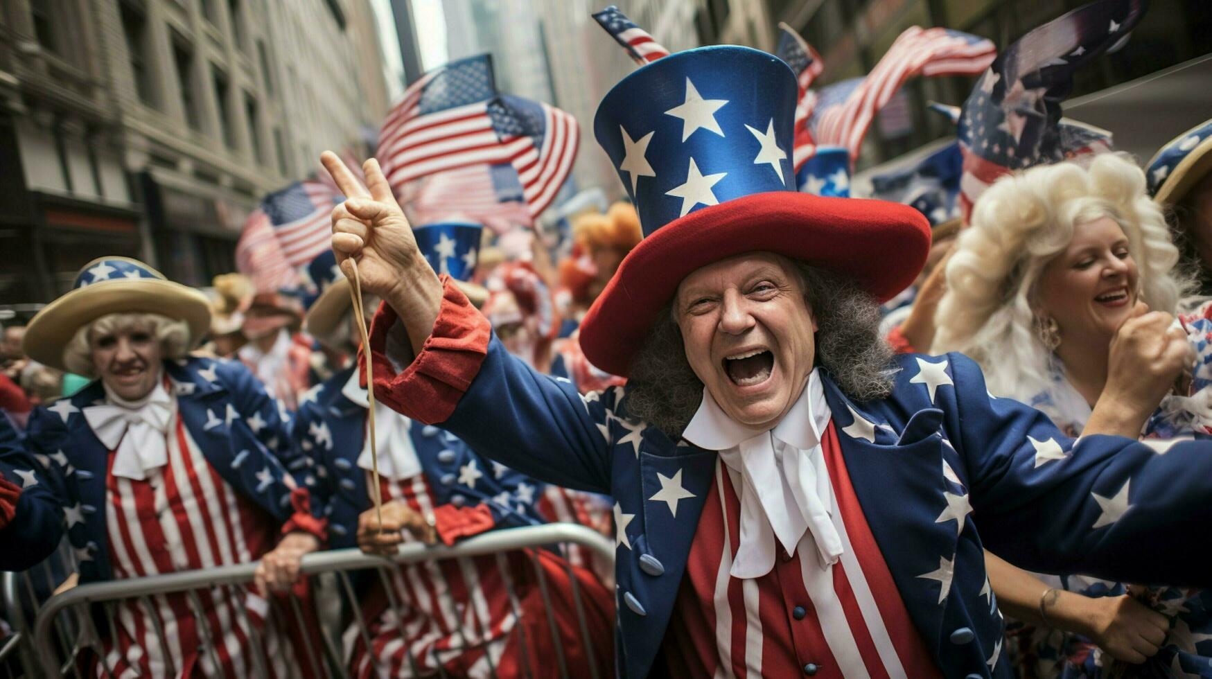 a parade of patriotic spectators celebrate freedom photo