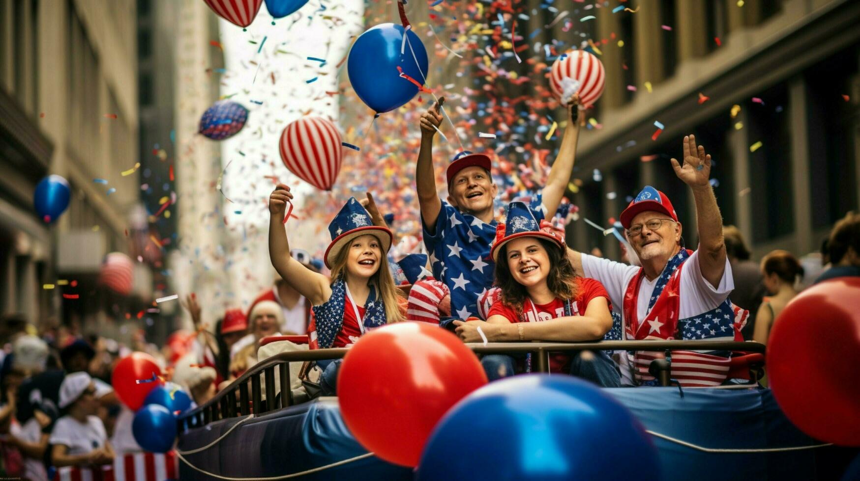 a parade of patriotic spectators celebrate freedom photo