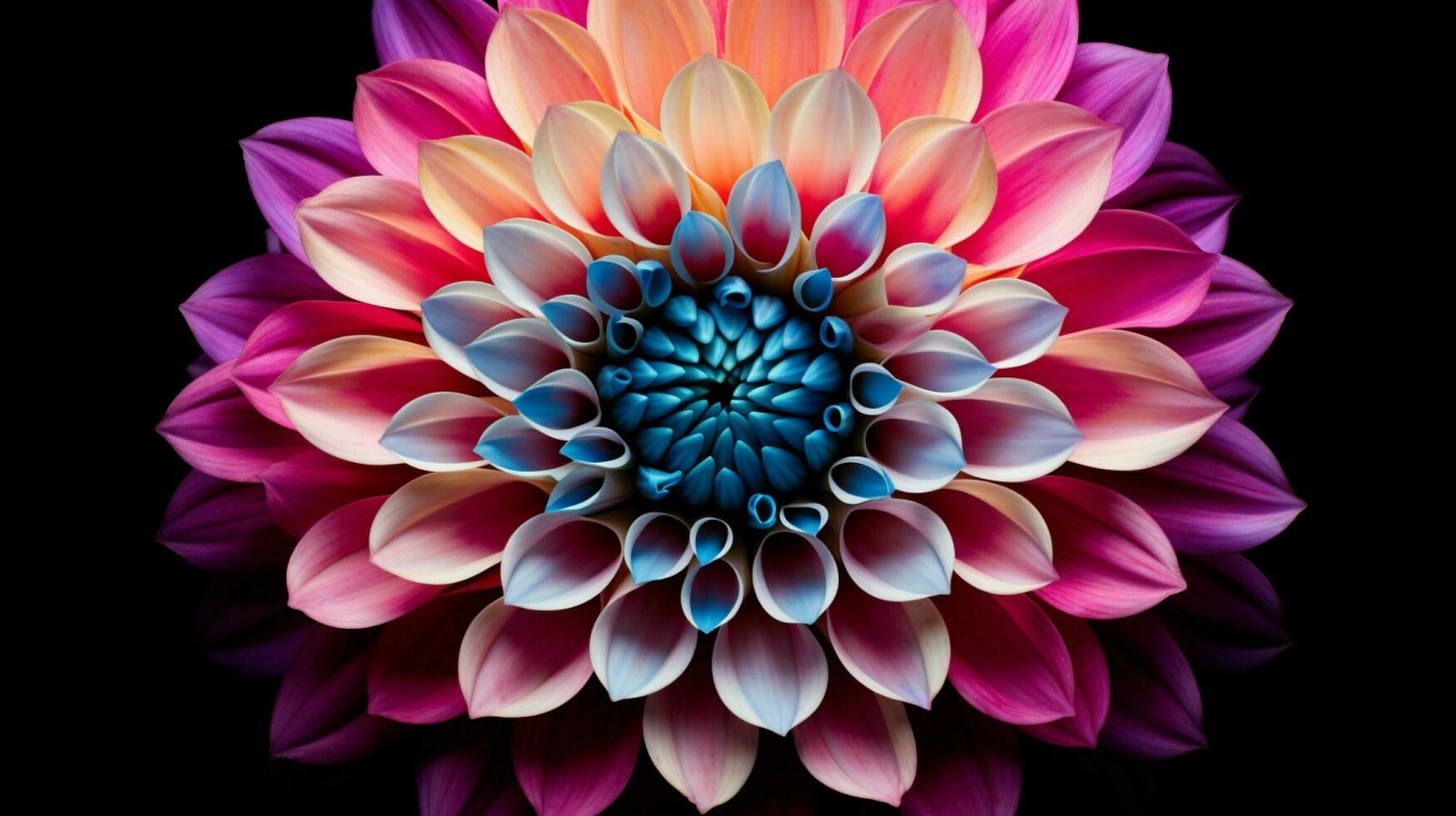 a pink flower head with multi colored petals photo