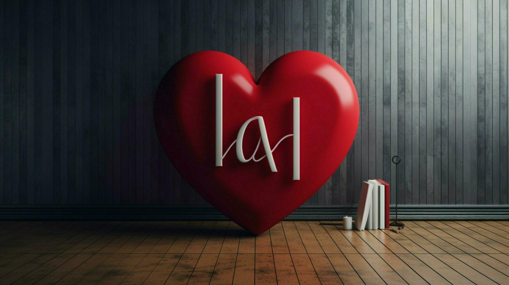 a red heart with the word heart on it photo