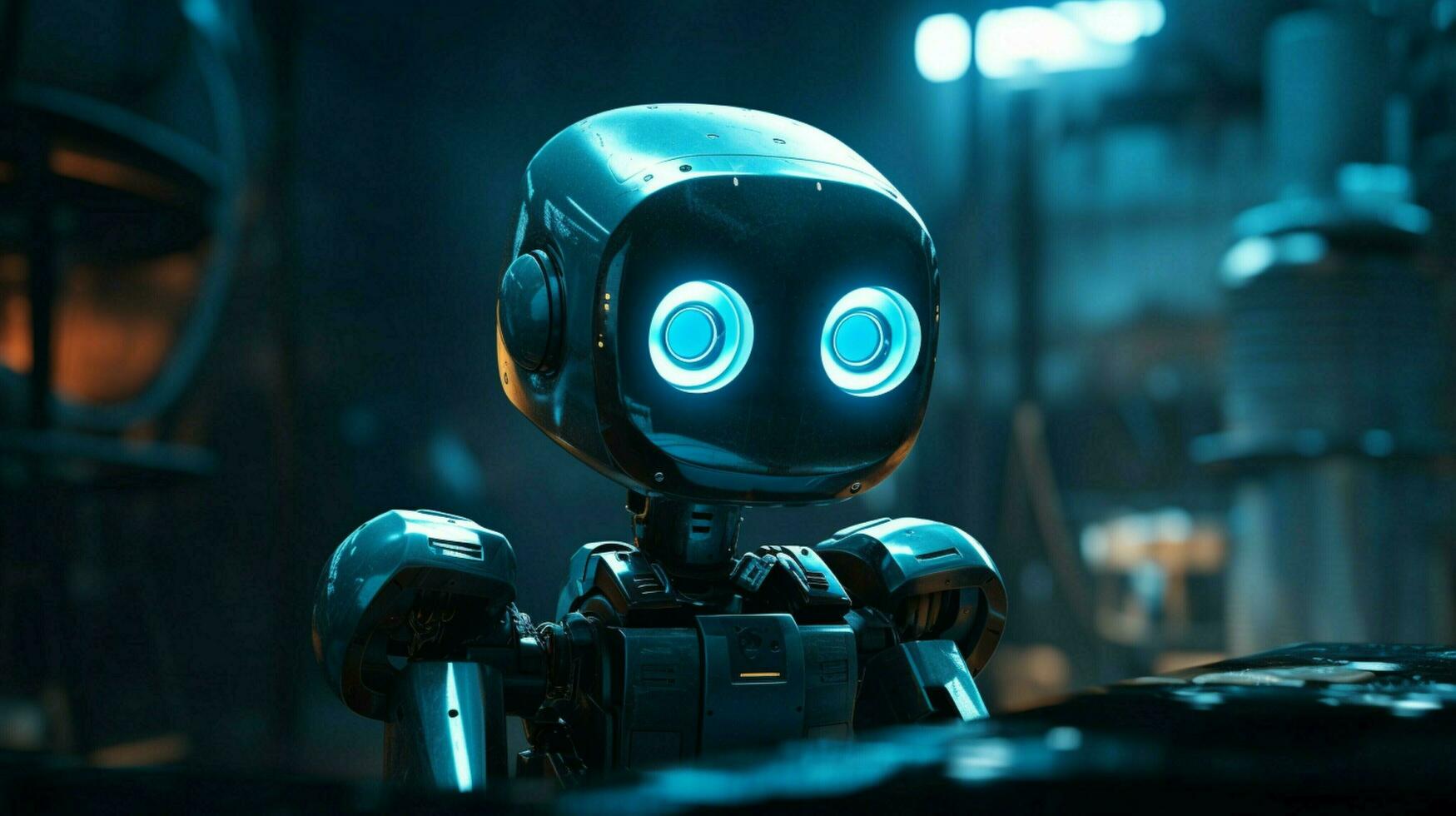 a robot with a blue light on it photo