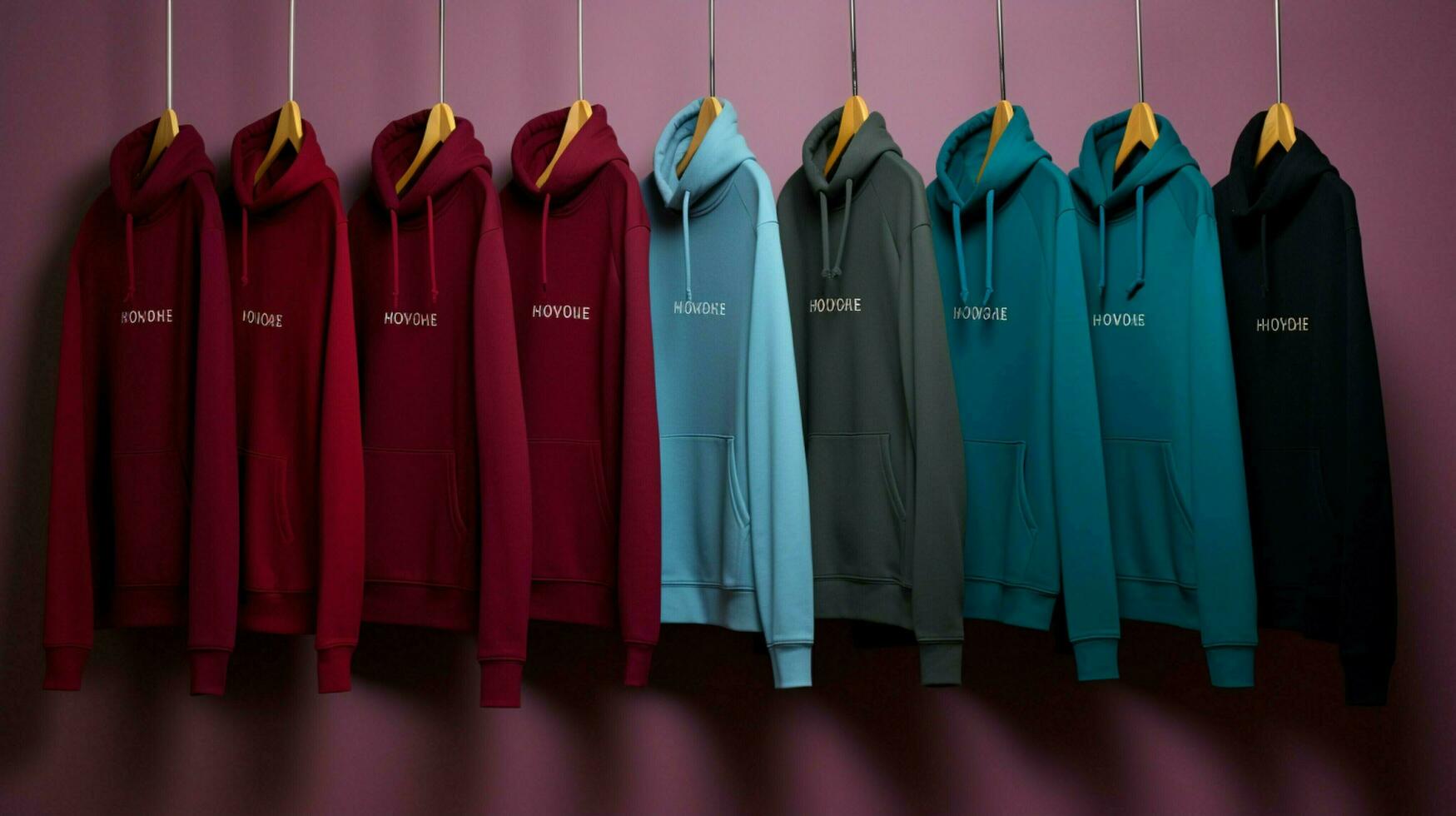a row of hoodies with different colors photo