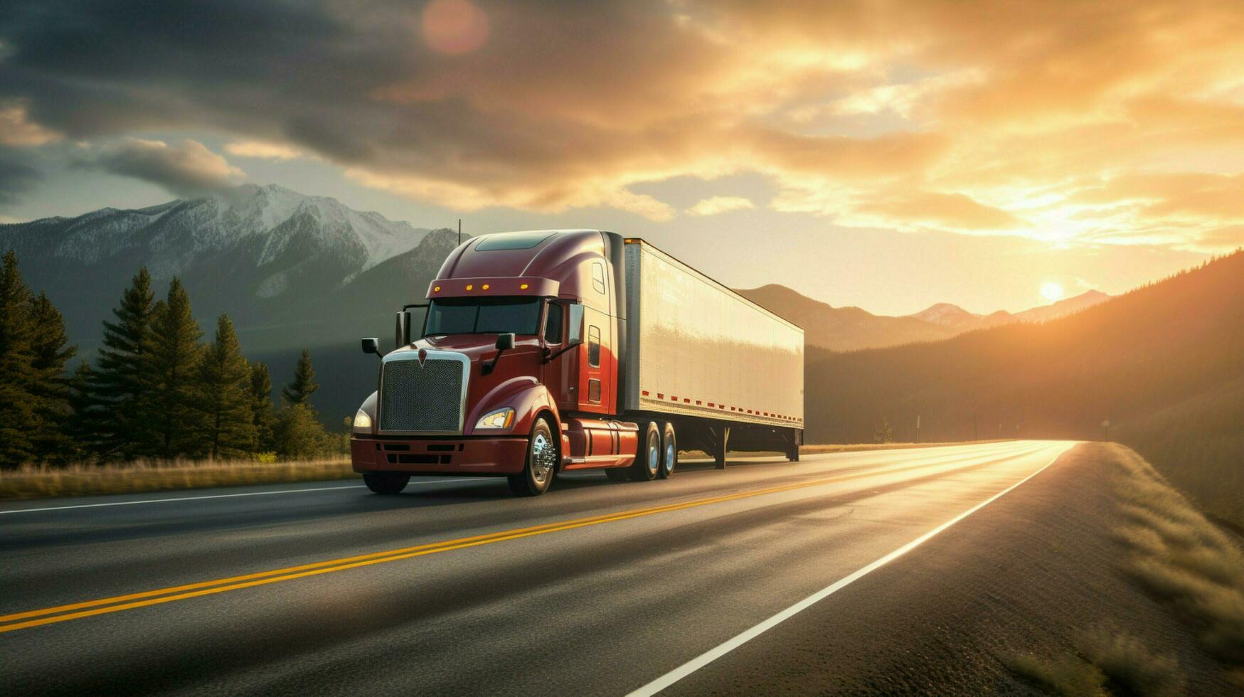 a semi truck carrying cargo on a highway photo