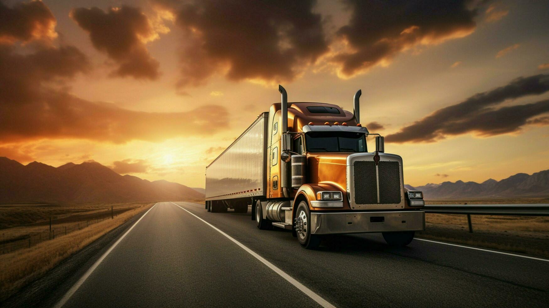 a semi truck carrying cargo on a highway photo