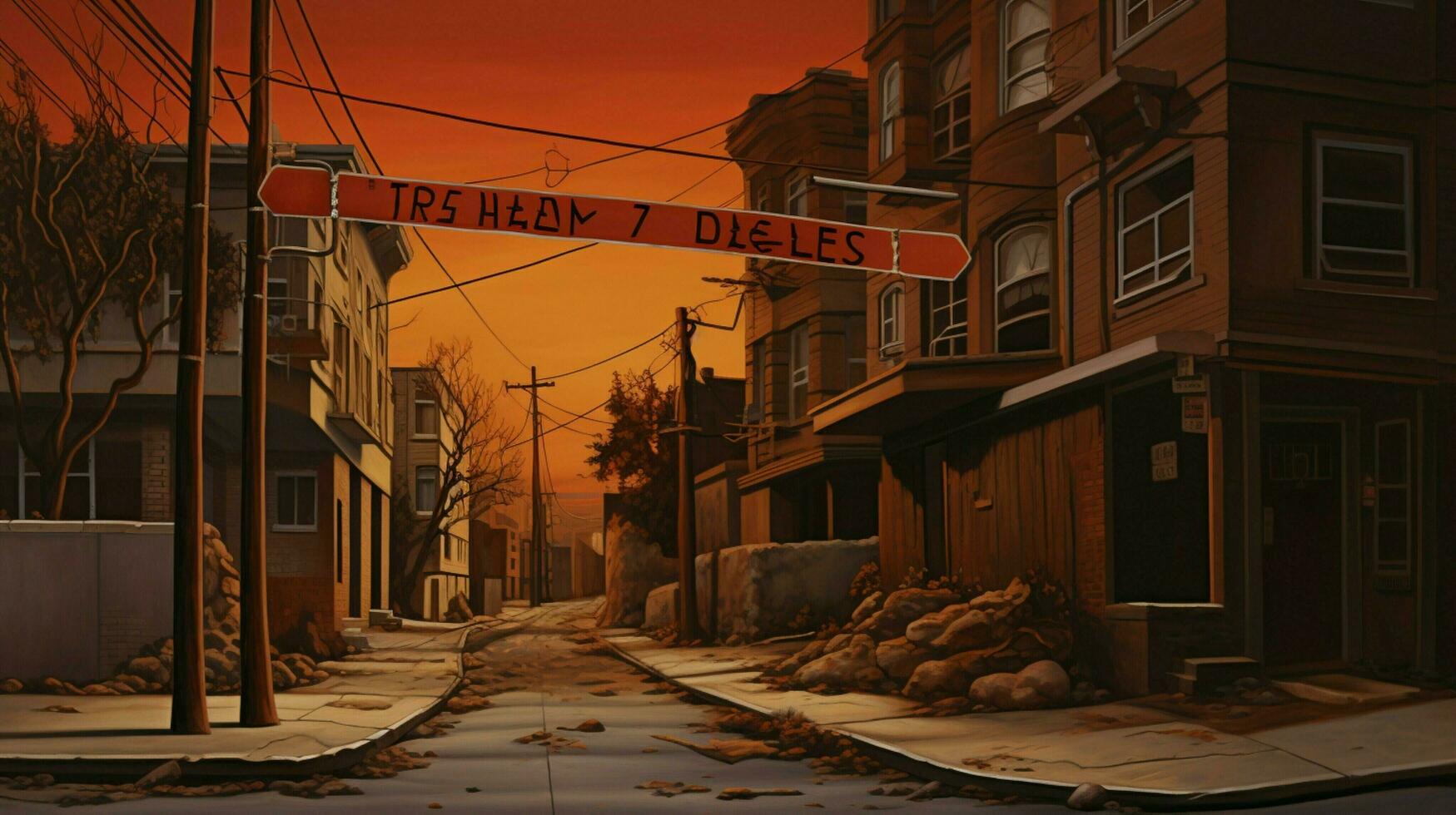 a street with a sign that saysthe end of the line photo