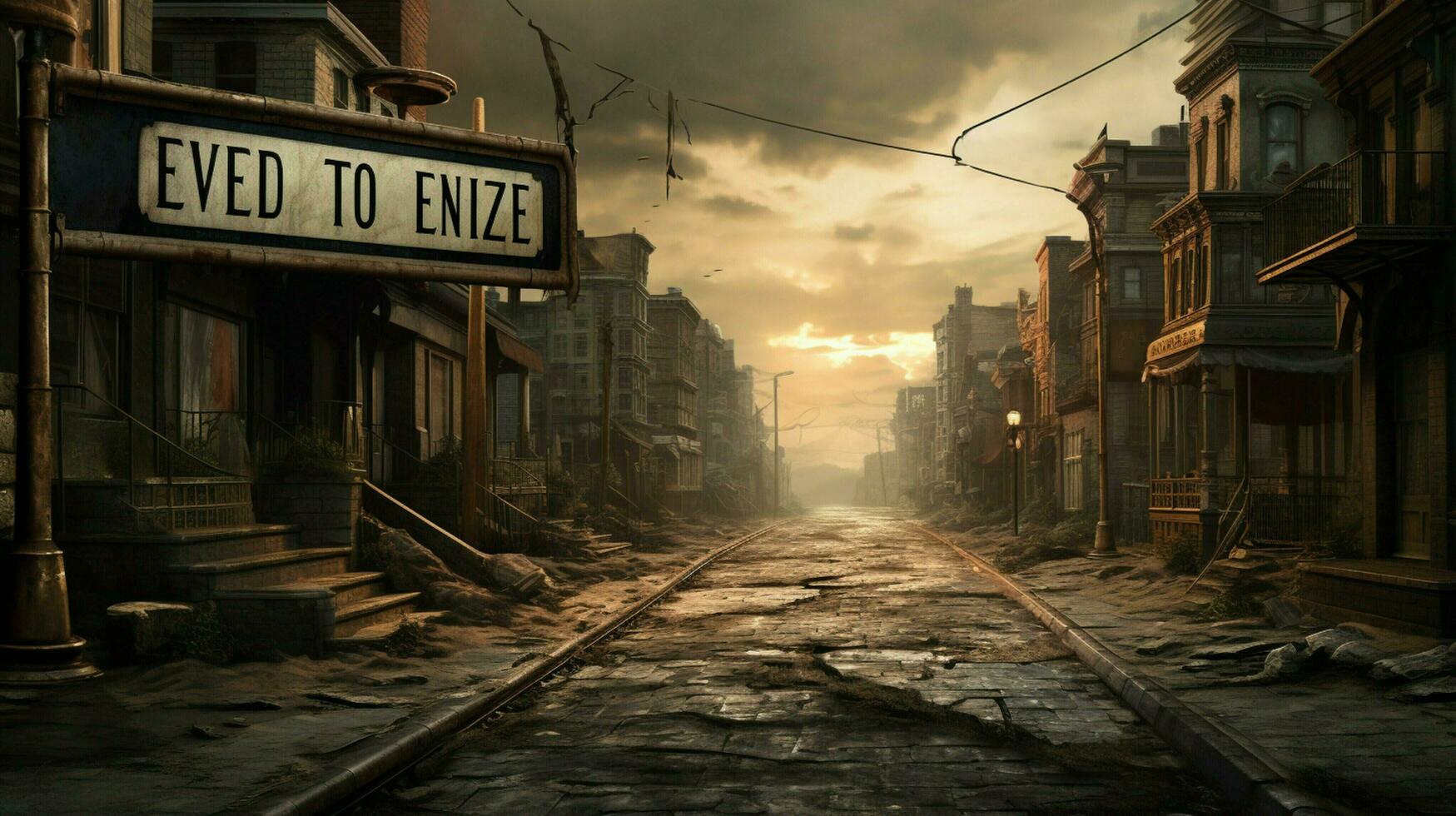 a street with a sign that saysthe end of the line photo