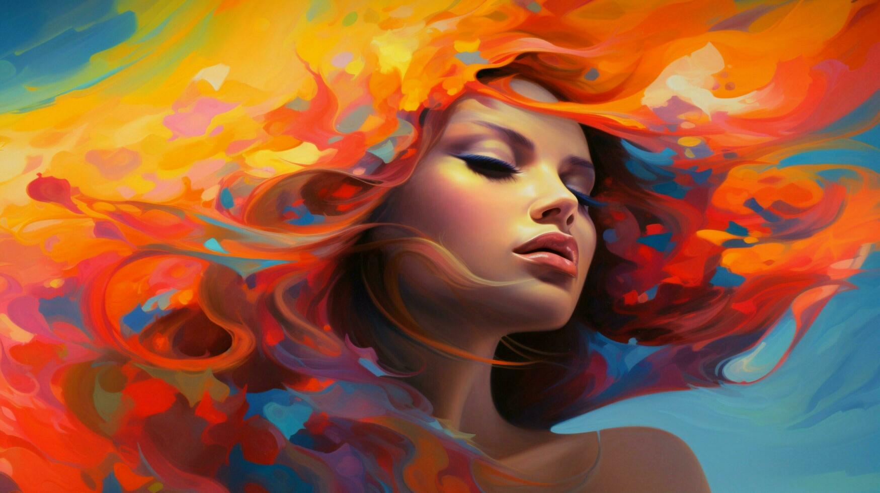 abstract beauty in vibrant colors paints sensuality photo