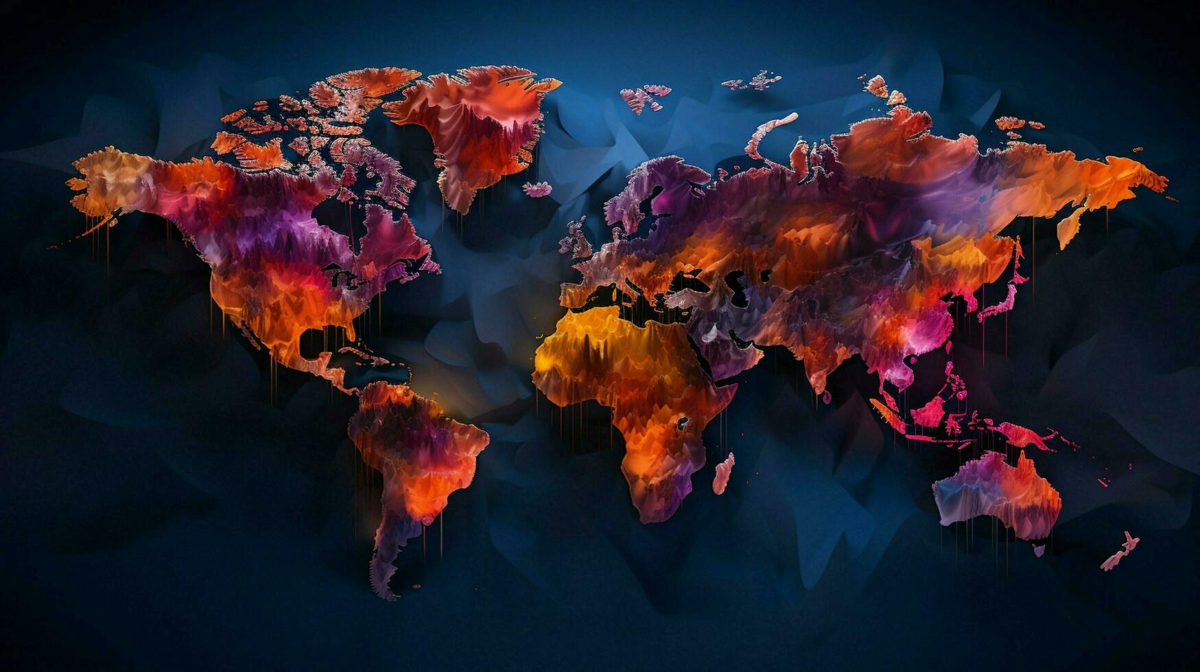 abstract digital world map with vibrant colors photo