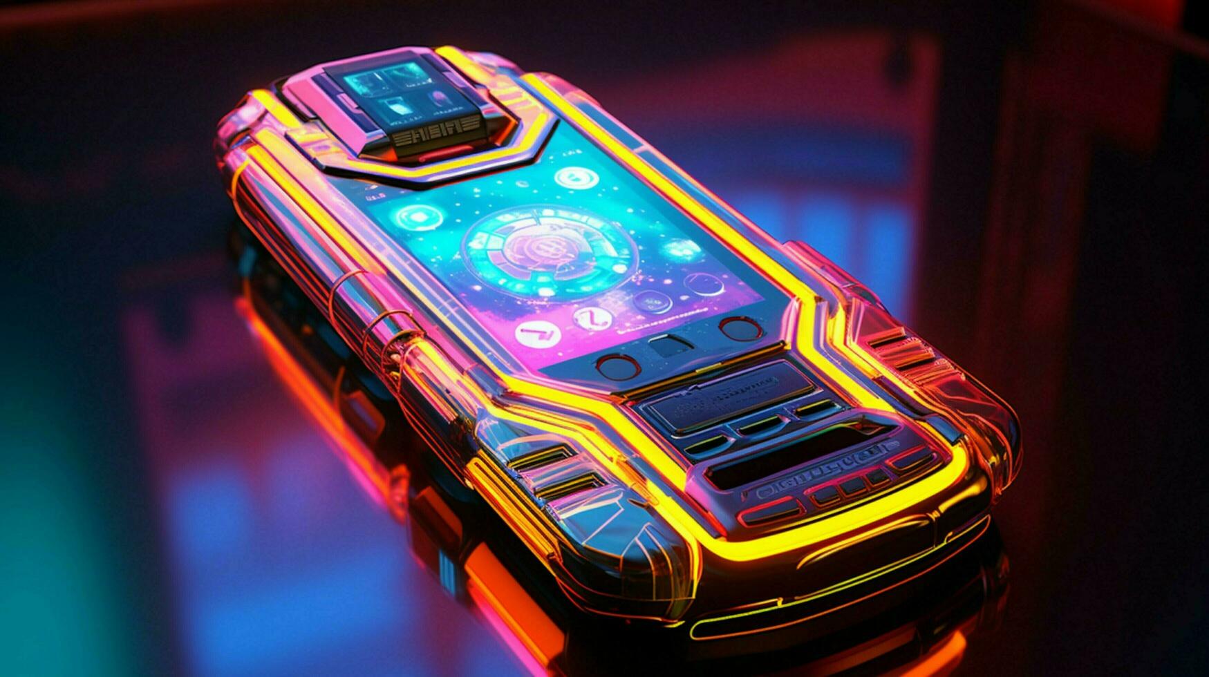 abstract futuristic phone design glows with vibrant color photo