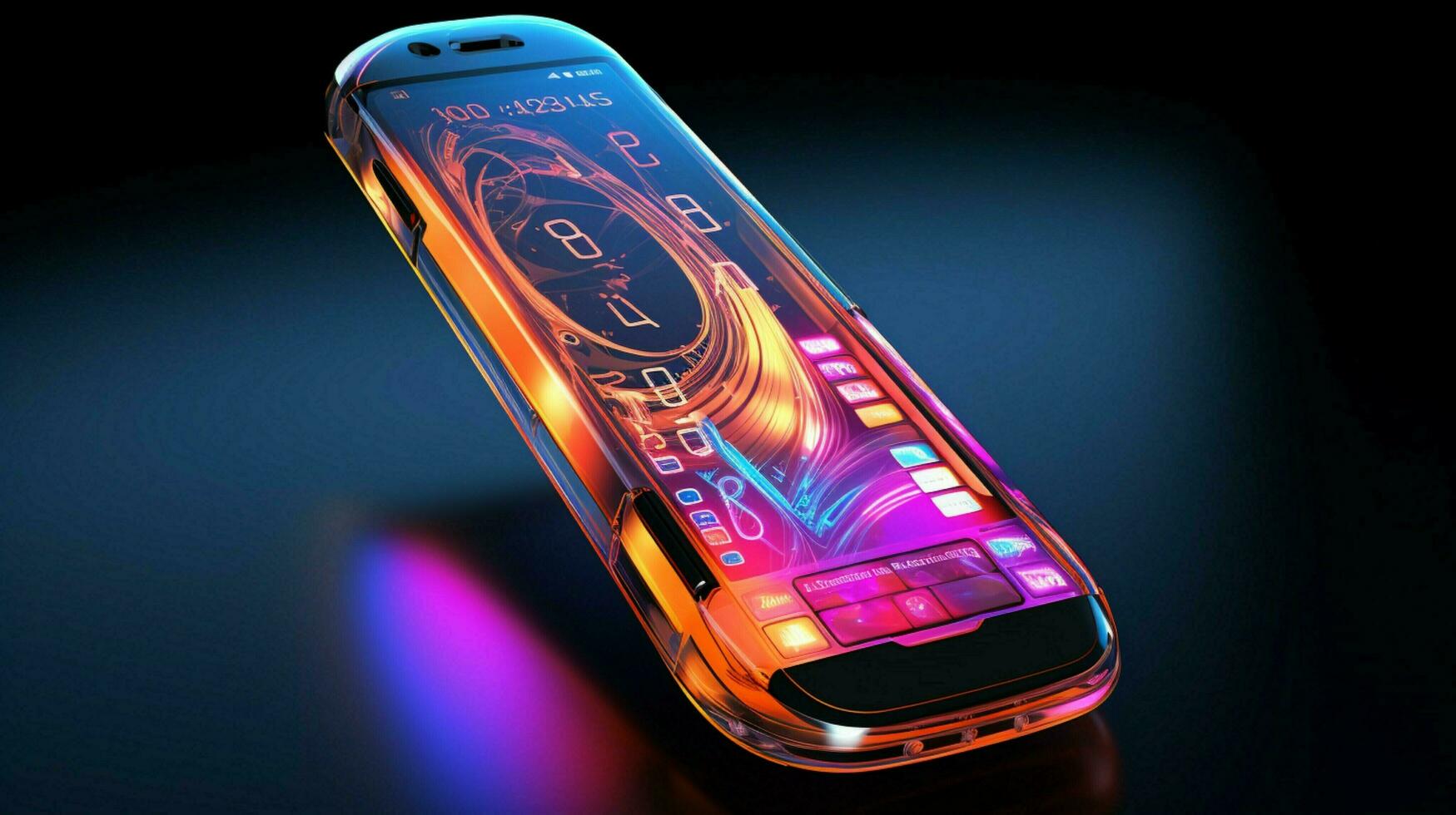 abstract futuristic phone design glows with vibrant color photo