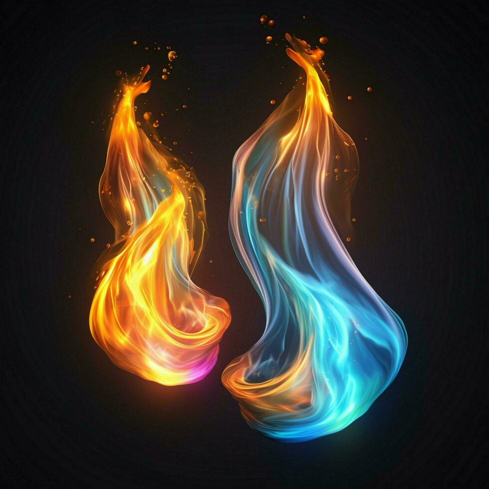 abstract glowing flame drops in electric illumination photo