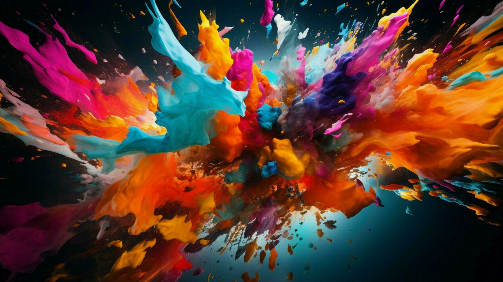 abstract shapes exploding in chaotic colorful motion photo