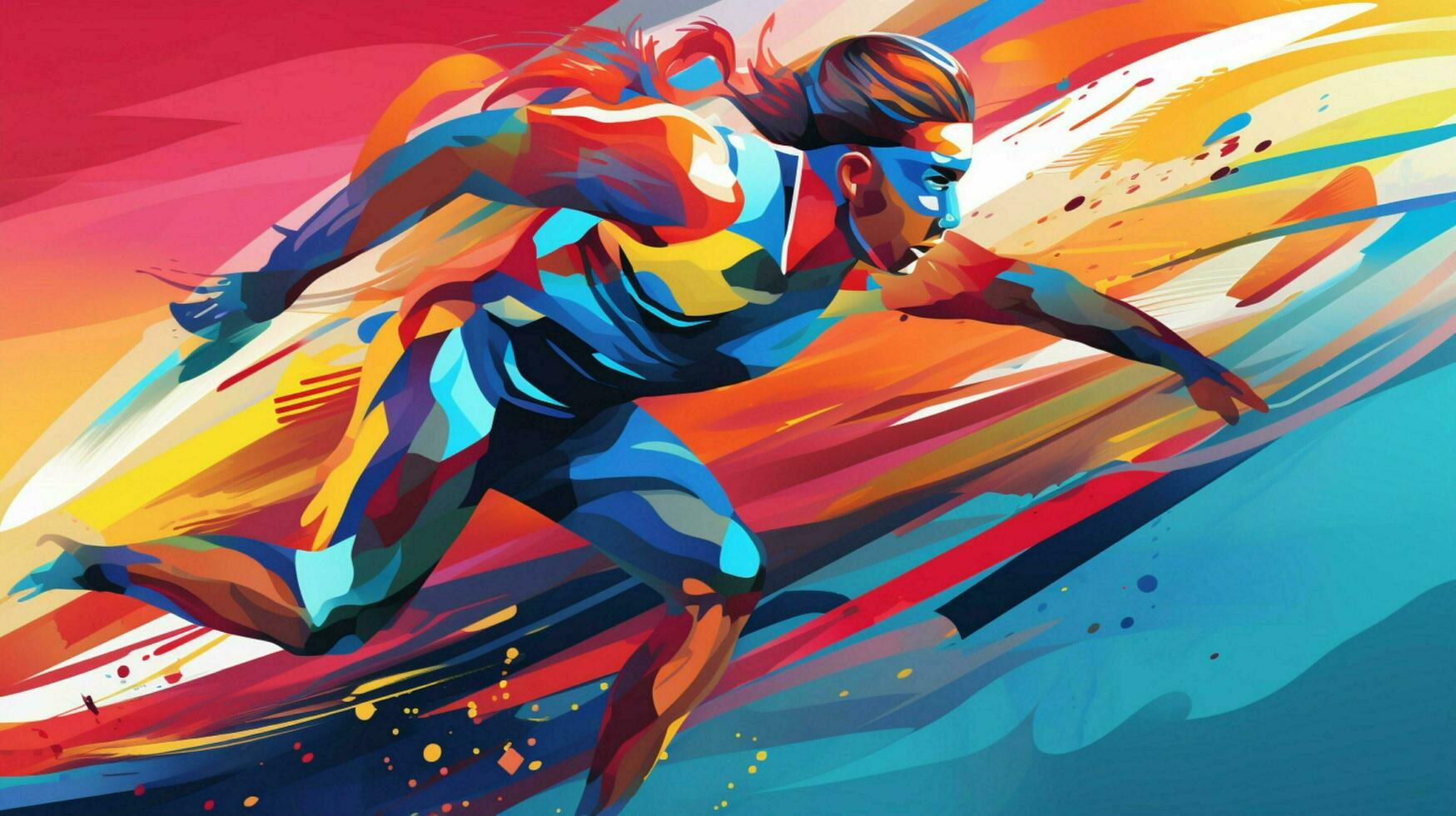 abstract sport illustration in multi colored backdrop photo