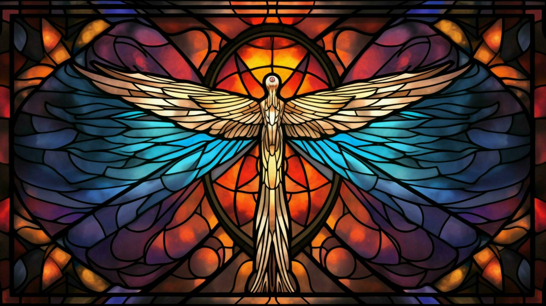 abstract stained glass illuminates ornate christian symbol photo