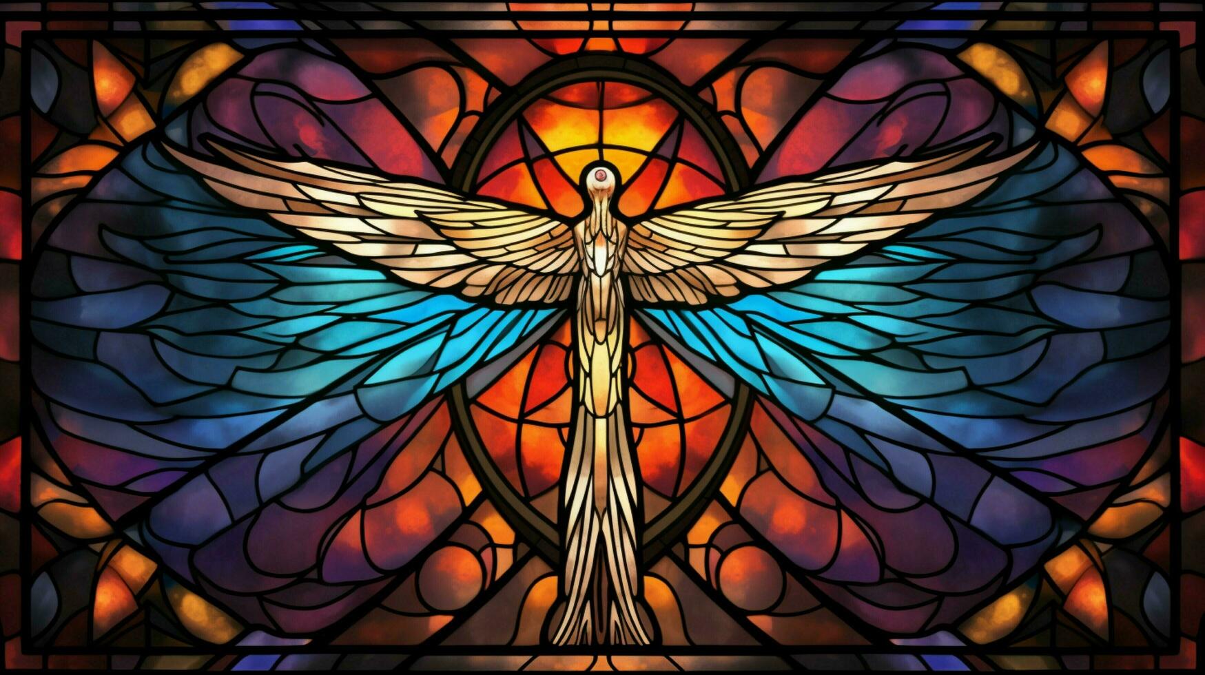 abstract stained glass illuminates ornate christian symbol photo