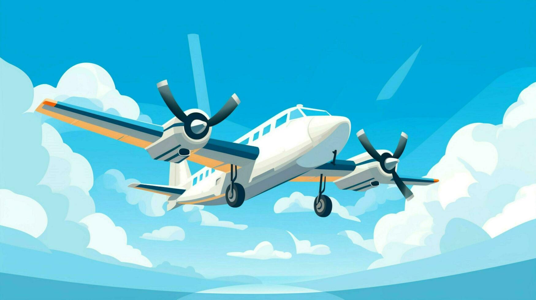 airplane flying with propeller over blue sky photo
