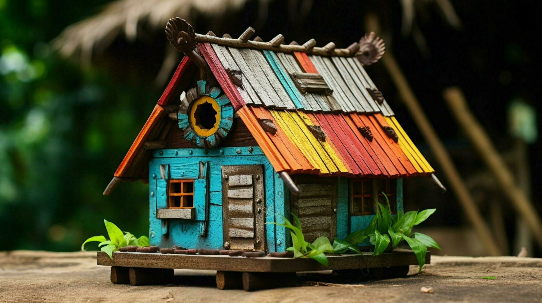 ancient hut decoration multi colored craft souvenir photo