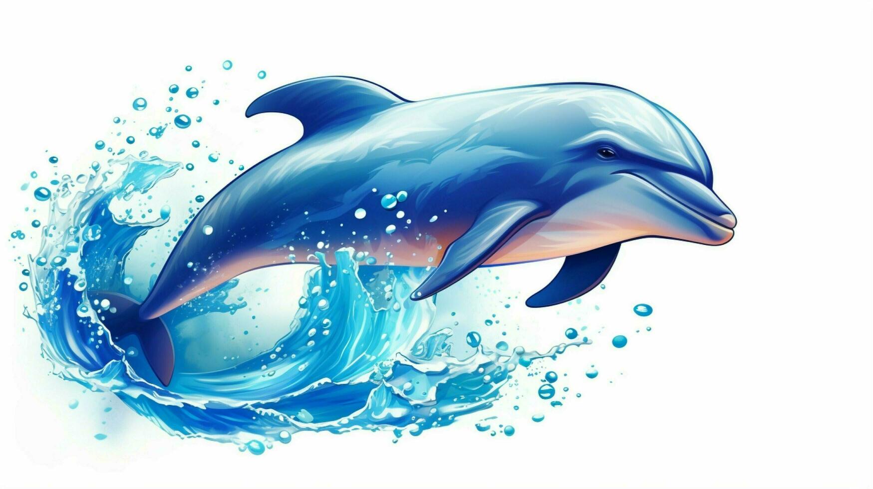 animal illustration playful dolphin jumping in blue water photo