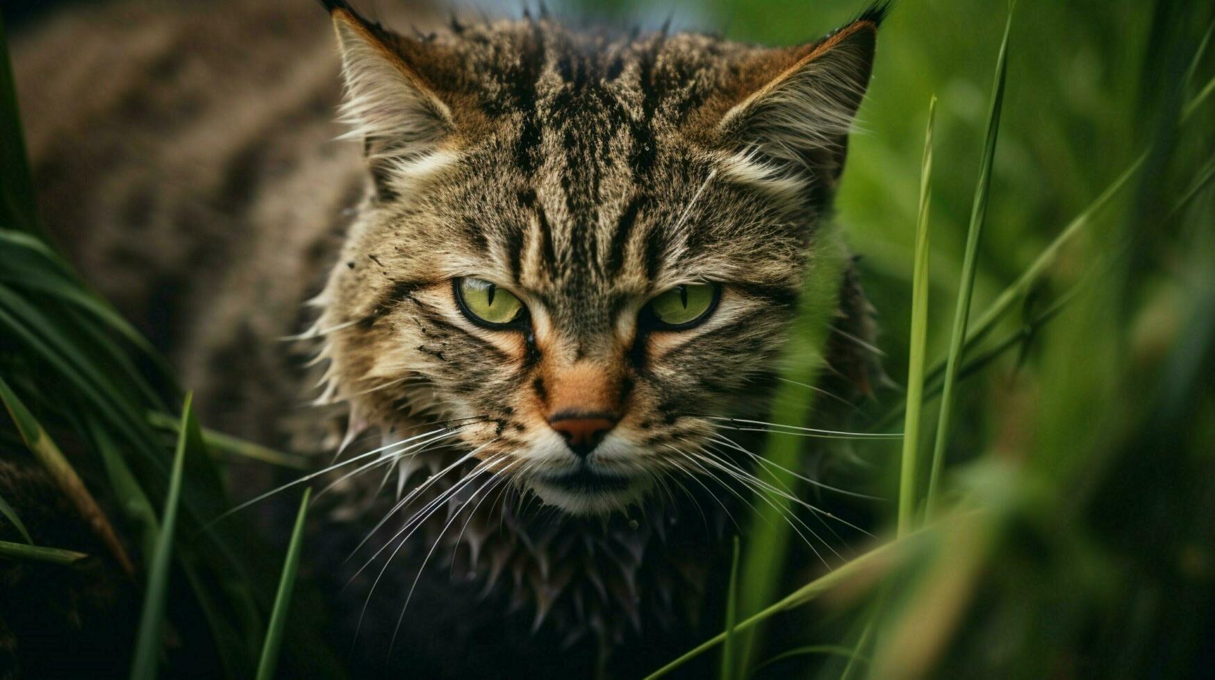 animal in wild nature undomesticated cat close up portrait photo