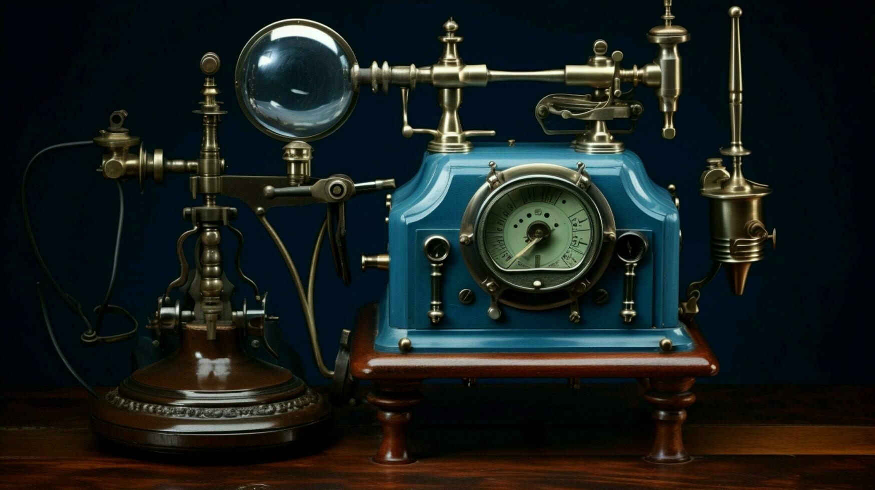 antique blue microphone device tech photo